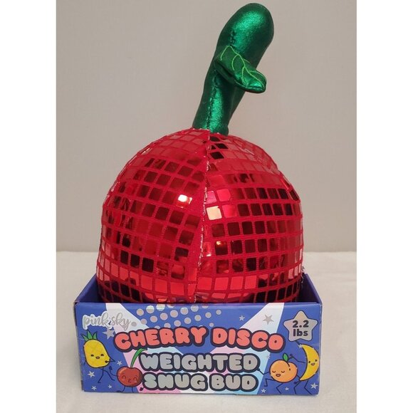 Cherry Disco Red Weighted Snug Bud Pink Sky Plush Pillow Buddy Sleep Support - Picture 8 of 16